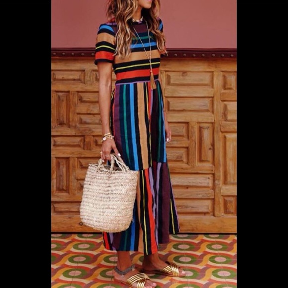 Dresses & Skirts - Bohemian striped ankle length dress